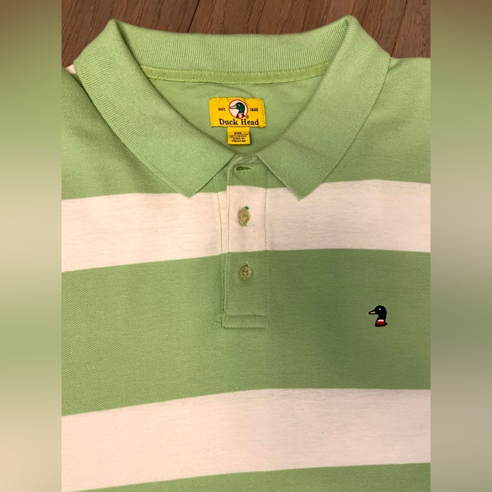 Duck Head Men’s 2XL Polo. Green / White
